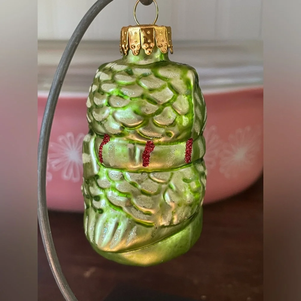 SOLD Green Glass Owl Christmas Ornament🎄🦉 - Picture 6 of 7